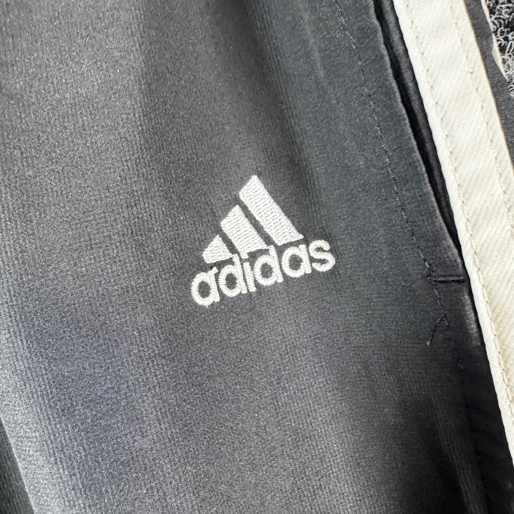 Adidas Mens Black White 3-Stripe Wind Track Pants Straight Leg Ankle Zip Large - Picture 4 of 6